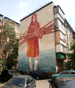 Прогулка по муралам на центральных улицах в Киева