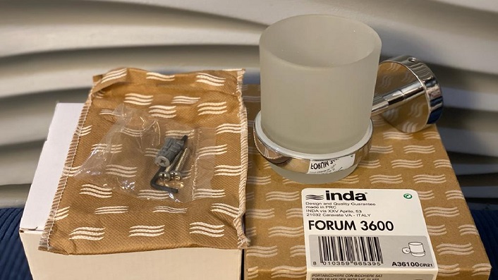 Стакан для зубних щіток INDA FORUM А36100cr21, хром, матове скло, Італія